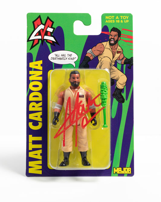 DEATHMATCH BUSTERS MATT CARDONA FIGURE (BARBED WIRE BAT) - AUTOGRAPHED